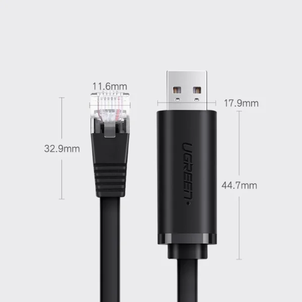 Ugreen console cable USB - Ethernet RJ45 1.5m black (CM204)eng