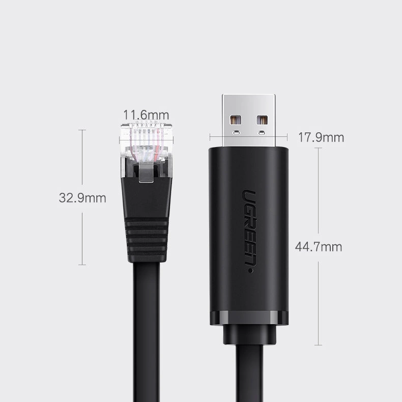 Ugreen console cable USB - Ethernet RJ45 1.5m black (CM204)eng