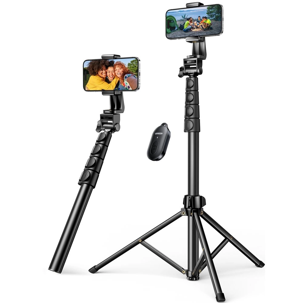 Ugreen LP680 selfie stick with stand and Bluetooth remote control 1.8m - blackeng