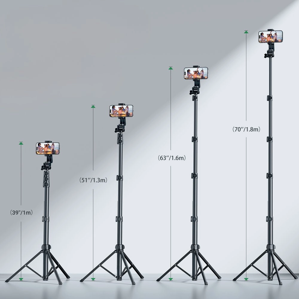 Ugreen LP680 selfie stick with stand and Bluetooth remote control 1.8m - blackeng