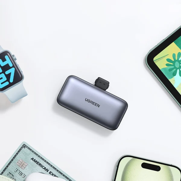 Ugreen PB503 5000mAh powerbank with USB-C port and integrated USB-C connector - grayeng