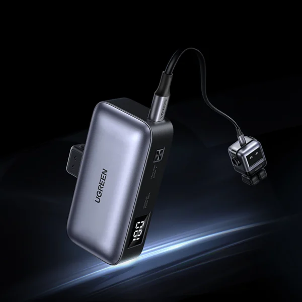 Ugreen PB503 5000mAh powerbank with USB-C port and integrated USB-C connector - grayeng