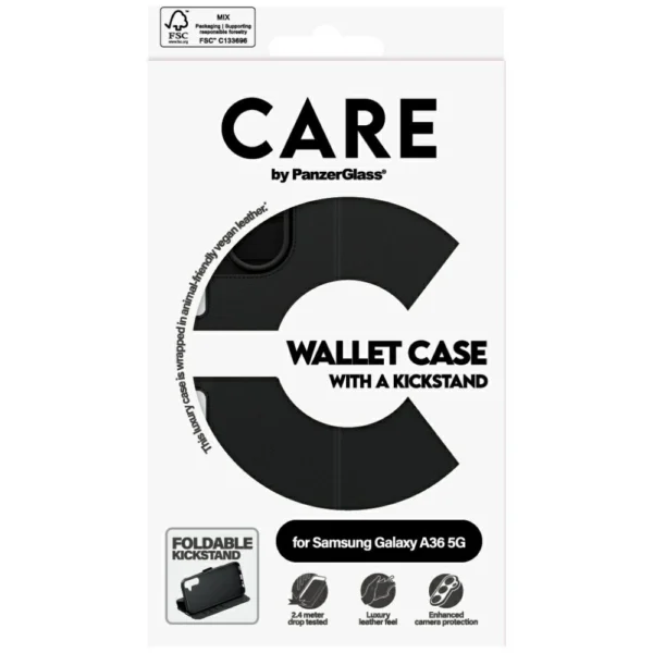 CARE by PanzerGlass Feature Wallet Kickstand Case for Samsung Galaxy A36 5G - Blackeng