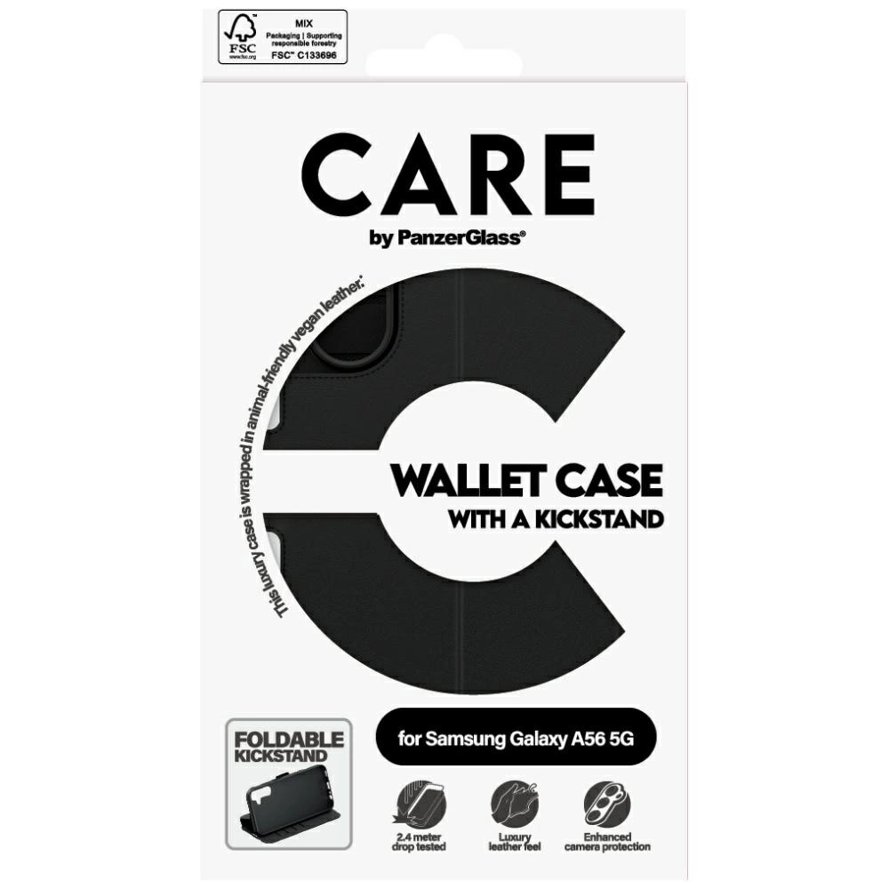 CARE by PanzerGlass Feature Wallet Kickstand Case for Samsung Galaxy A56 5G - Blackeng