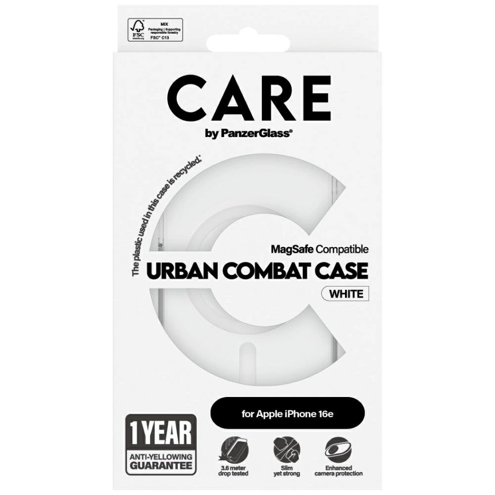 CARE by PanzerGlass Flagship Urban Combat White MagSafe iPhone 16e Case - Cleareng