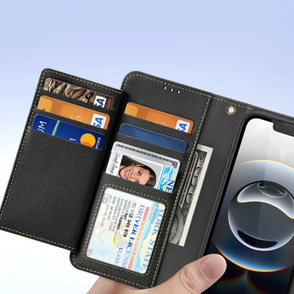 Dux Ducis Lawa iPhone 16e Leather Case with Detachable Magnetic Wallet - Blackeng