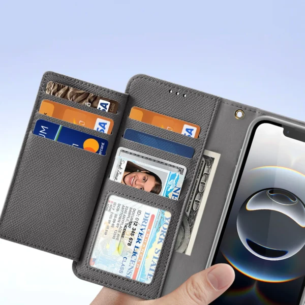 Dux Ducis Lawa iPhone 16e Leather Case with Detachable Magnetic Wallet - Grayeng