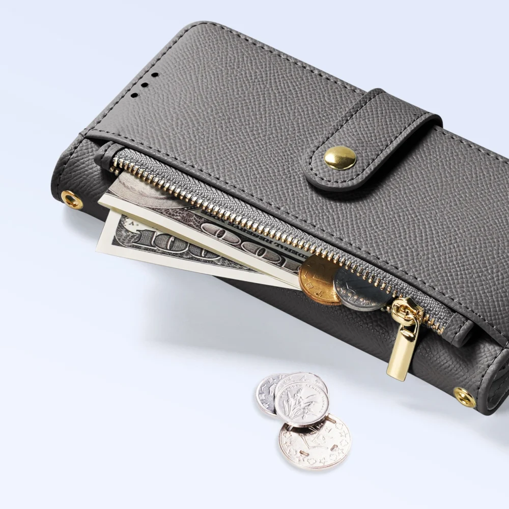 Dux Ducis Lawa iPhone 16e Leather Case with Detachable Magnetic Wallet - Grayeng