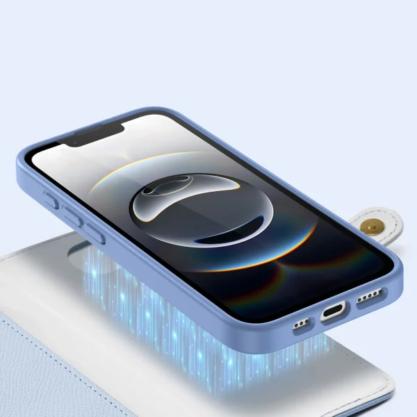 Dux Ducis Lawa iPhone 16e Leather Case with Detachable Magnetic Wallet - Blueeng
