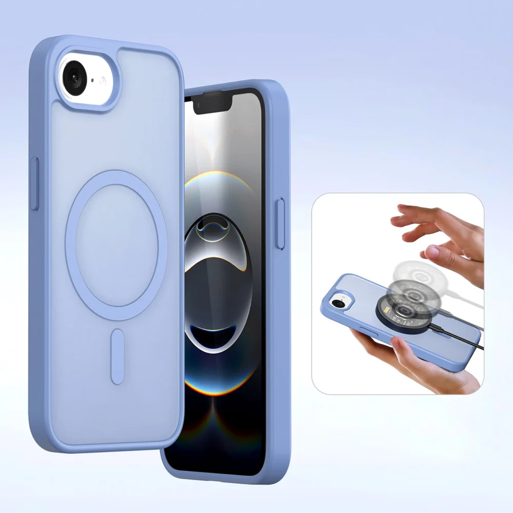Dux Ducis Lawa iPhone 16e Leather Case with Detachable Magnetic Wallet - Blueeng