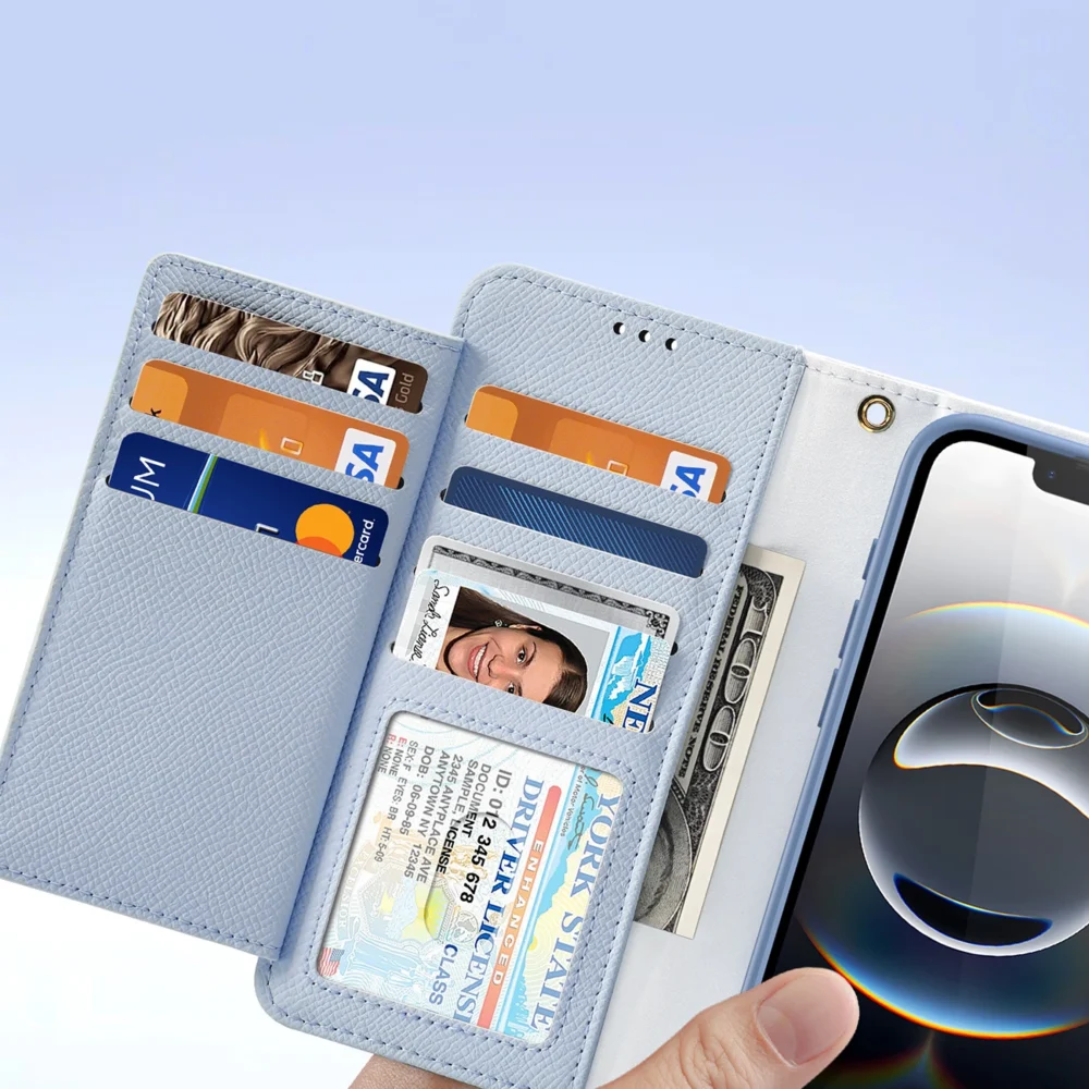 Dux Ducis Lawa iPhone 16e Leather Case with Detachable Magnetic Wallet - Blueeng