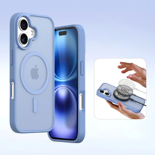 Dux Ducis Lawa iPhone 16 Leather Case with Detachable Magnetic Wallet - Blueeng