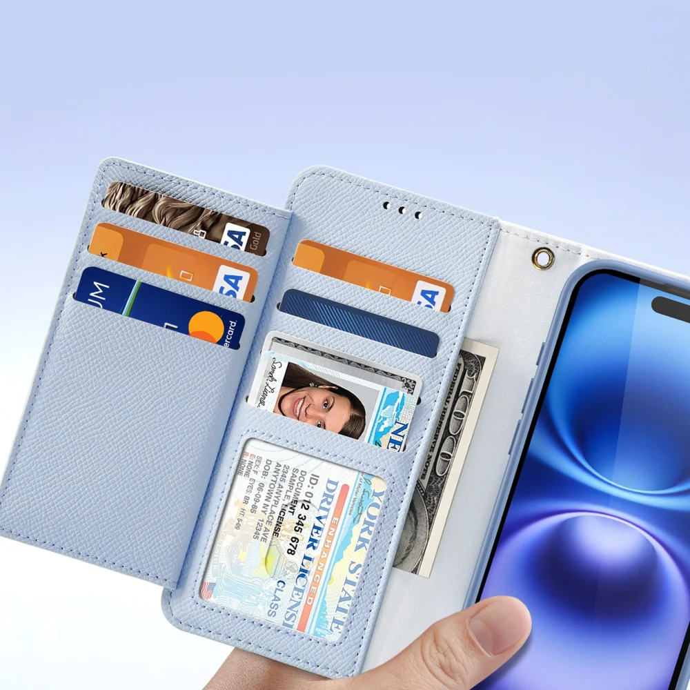 Dux Ducis Lawa iPhone 16 Leather Case with Detachable Magnetic Wallet - Blueeng