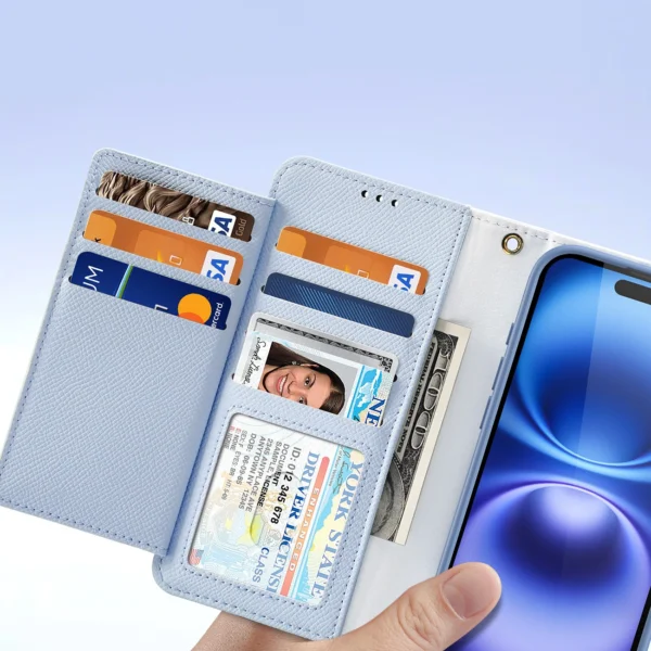 Dux Ducis Lawa iPhone 16 Leather Case with Detachable Magnetic Wallet - Blueeng