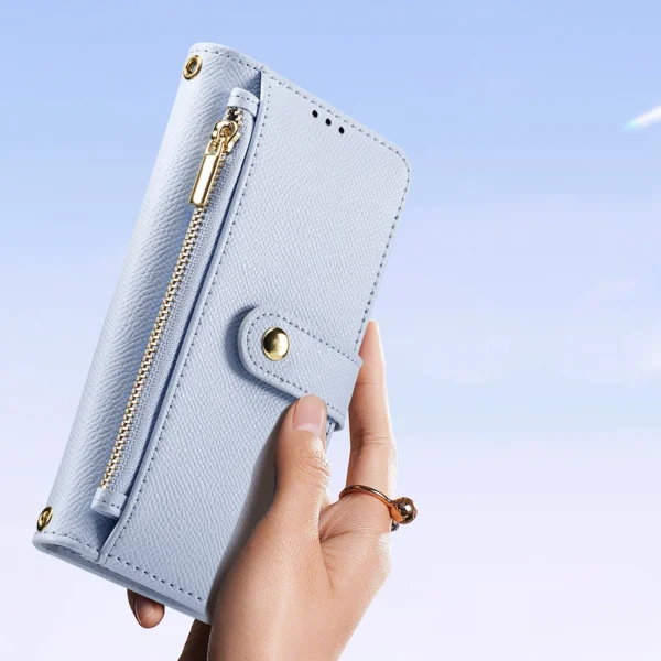 Dux Ducis Lawa iPhone 16 Leather Case with Detachable Magnetic Wallet - Blueeng
