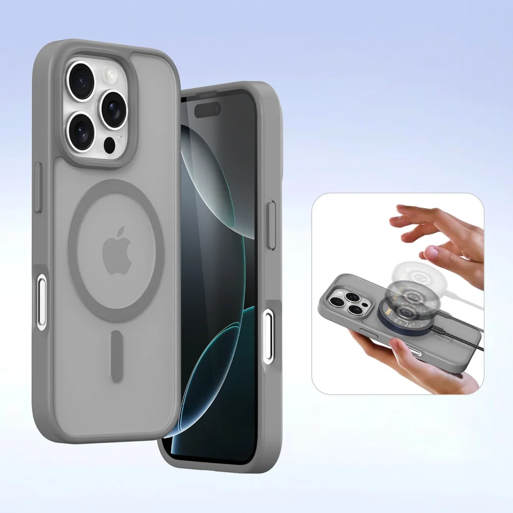 Dux Ducis Lawa iPhone 16 Pro Leather Case with Detachable Magnetic Wallet - Grayeng