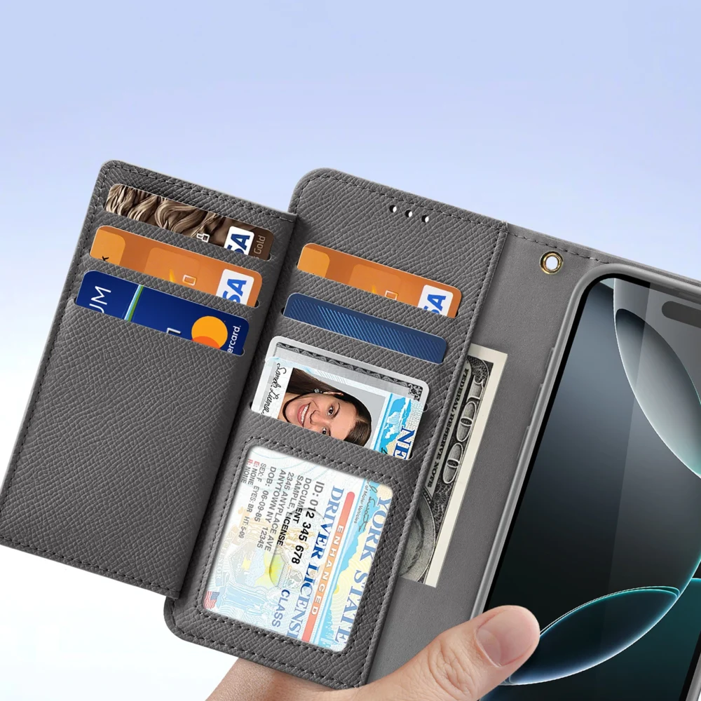 Dux Ducis Lawa iPhone 16 Pro Leather Case with Detachable Magnetic Wallet - Grayeng