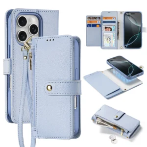 Dux Ducis Lawa iPhone 16 Pro Leather Case with Detachable Magnetic Wallet - Blueeng