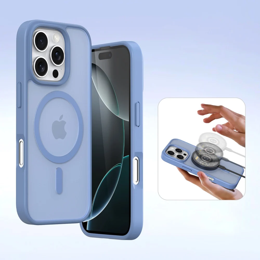 Dux Ducis Lawa iPhone 16 Pro Leather Case with Detachable Magnetic Wallet - Blueeng