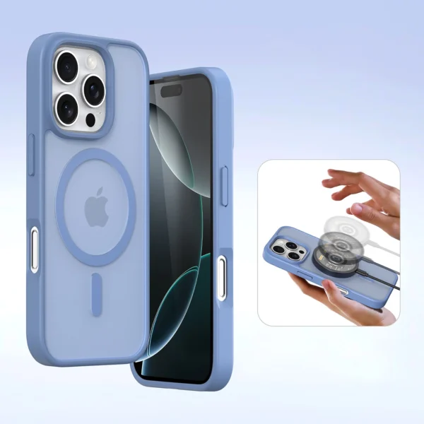 Dux Ducis Lawa iPhone 16 Pro Leather Case with Detachable Magnetic Wallet - Blueeng