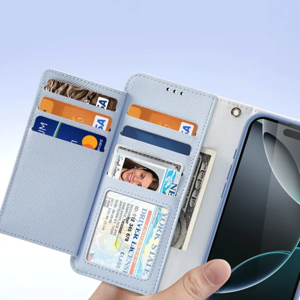 Dux Ducis Lawa iPhone 16 Pro Leather Case with Detachable Magnetic Wallet - Blueeng
