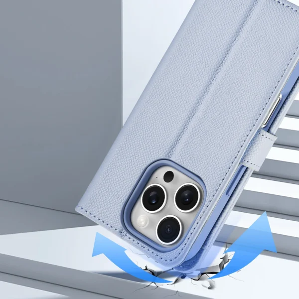 Dux Ducis Lawa iPhone 16 Pro Leather Case with Detachable Magnetic Wallet - Blueeng