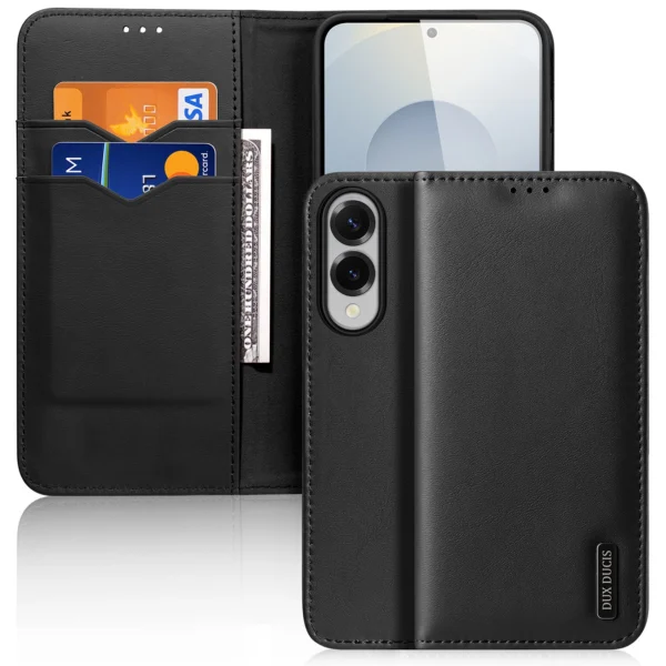 Dux Ducis Hivo Samsung Galaxy S25 Edge Case with Flip and RFID Protection - Blackeng