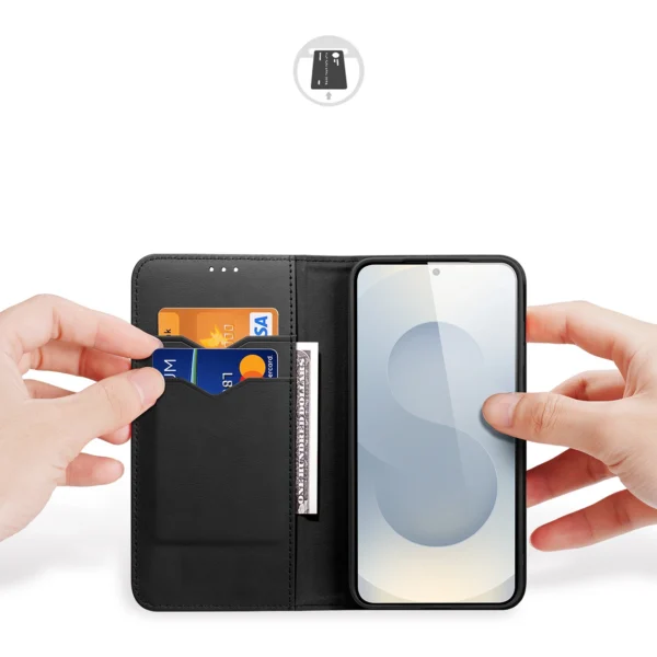 Dux Ducis Hivo Samsung Galaxy S25 Edge Case with Flip and RFID Protection - Blackeng
