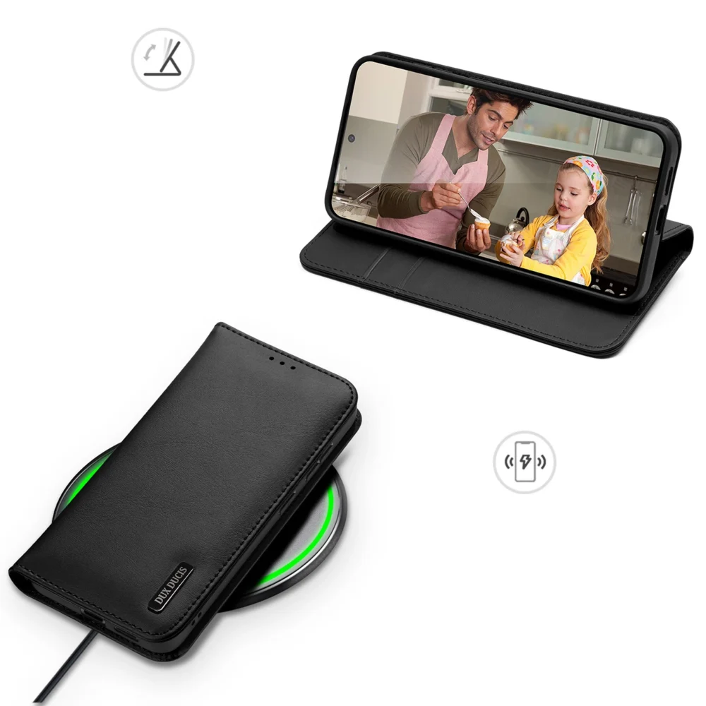 Dux Ducis Hivo Samsung Galaxy S25 Edge Case with Flip and RFID Protection - Blackeng