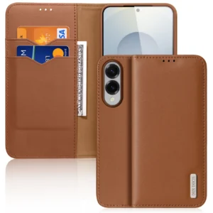Dux Ducis Hivo Samsung Galaxy S25 Edge Case with Flip and RFID Protection - Browneng