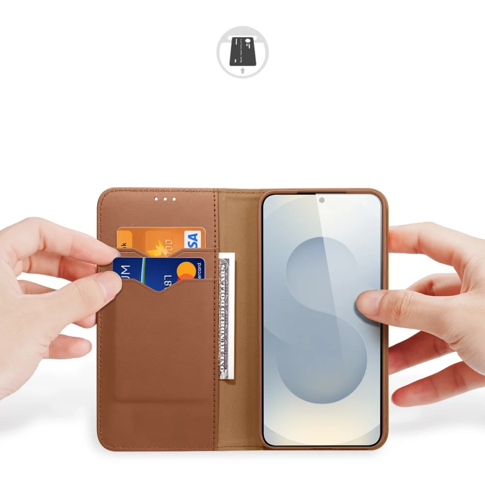Dux Ducis Hivo Samsung Galaxy S25 Edge Case with Flip and RFID Protection - Browneng