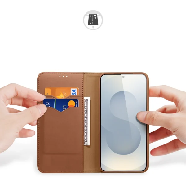 Dux Ducis Hivo Samsung Galaxy S25 Edge Case with Flip and RFID Protection - Browneng