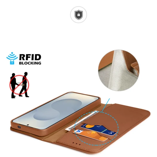 Dux Ducis Hivo Samsung Galaxy S25 Edge Case with Flip and RFID Protection - Browneng