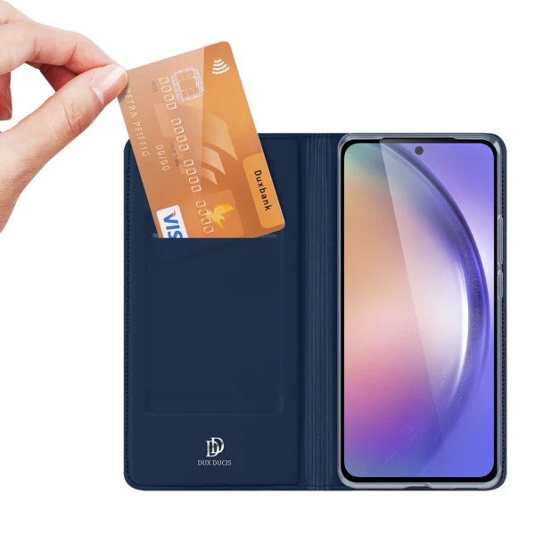 Dux Ducis Skin Pro Case for Samsung Galaxy A55 5G with Flip and Card Slot - Blueeng