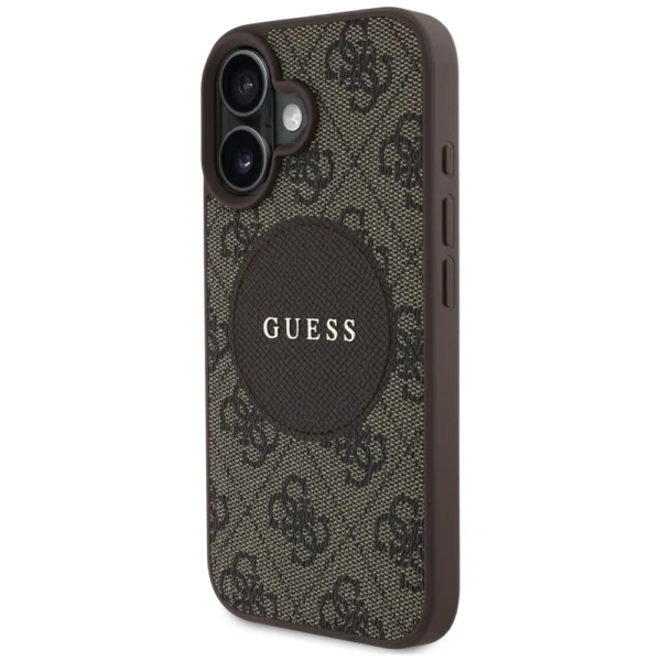 Guess 4G Circle Classic Logo MagSafe case for iPhone 16 - browneng