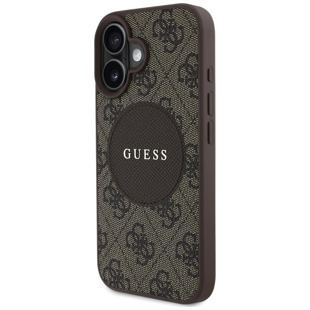 Guess 4G Circle Classic Logo MagSafe case for iPhone 16 - browneng
