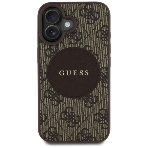Guess 4G Circle Classic Logo MagSafe case for iPhone 16 - browneng