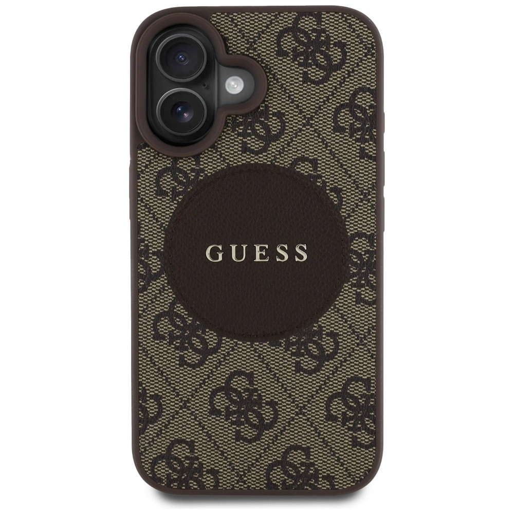 Guess 4G Circle Classic Logo MagSafe case for iPhone 16 - browneng