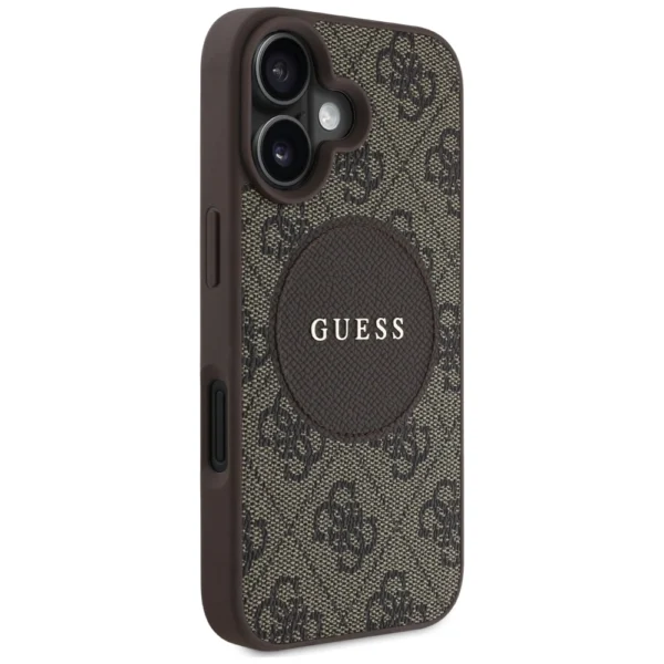 Guess 4G Circle Classic Logo MagSafe case for iPhone 16 - browneng