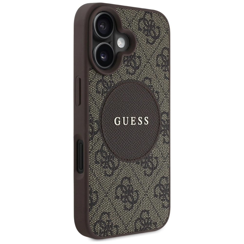 Guess 4G Circle Classic Logo MagSafe case for iPhone 16 - browneng