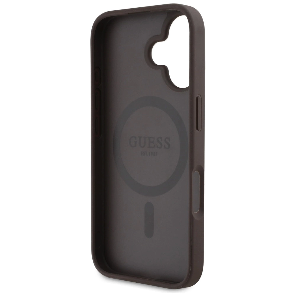 Guess 4G Circle Classic Logo MagSafe case for iPhone 16 - browneng