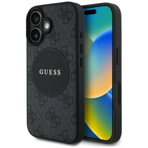 Guess 4G Circle Classic Logo MagSafe case for iPhone 16 - blackeng