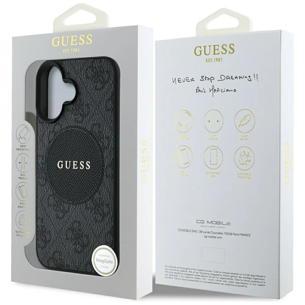 Guess 4G Circle Classic Logo MagSafe case for iPhone 16 - blackeng