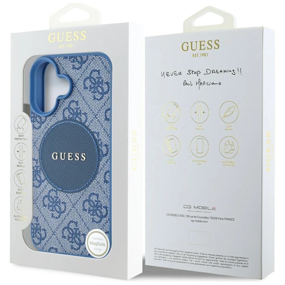 Guess 4G Circle Classic Logo MagSafe case for iPhone 16 - blueeng