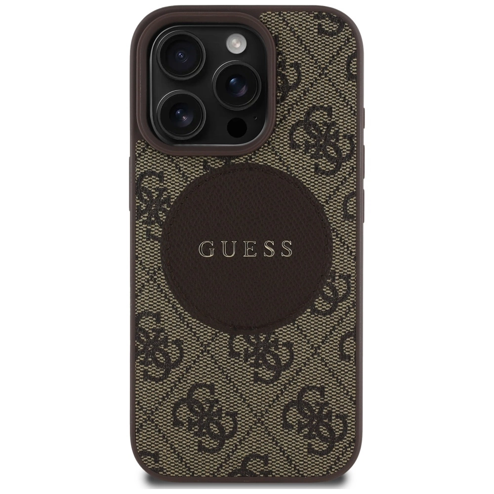 Guess 4G Circle Classic Logo MagSafe case for iPhone 16 Pro - browneng