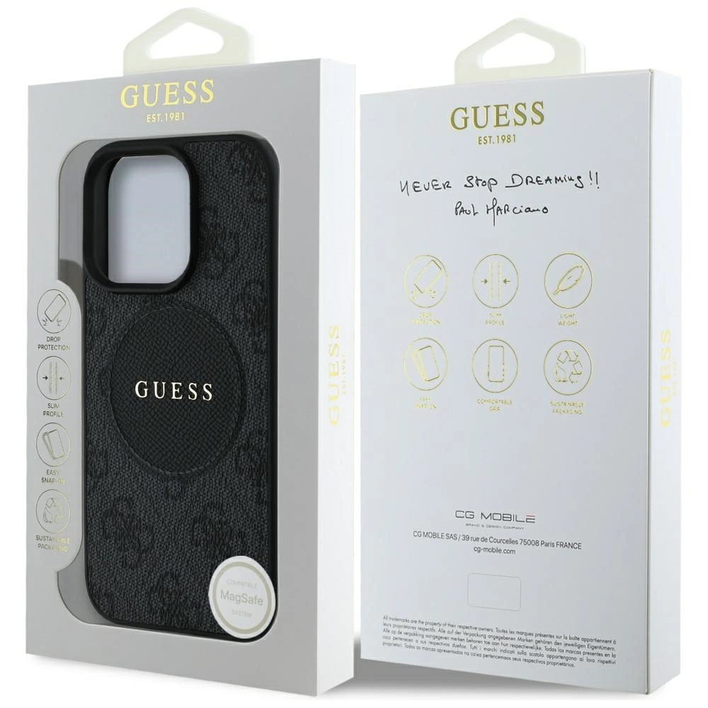 Guess 4G Circle Classic Logo MagSafe case for iPhone 16 Pro - blackeng