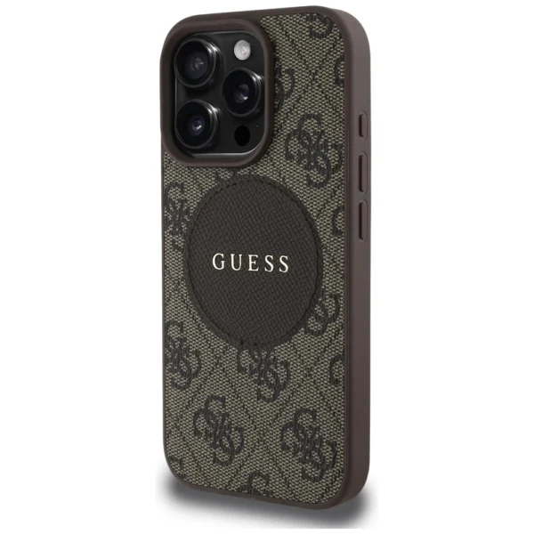 Guess 4G Circle Classic Logo MagSafe case for iPhone 16 Pro Max - browneng