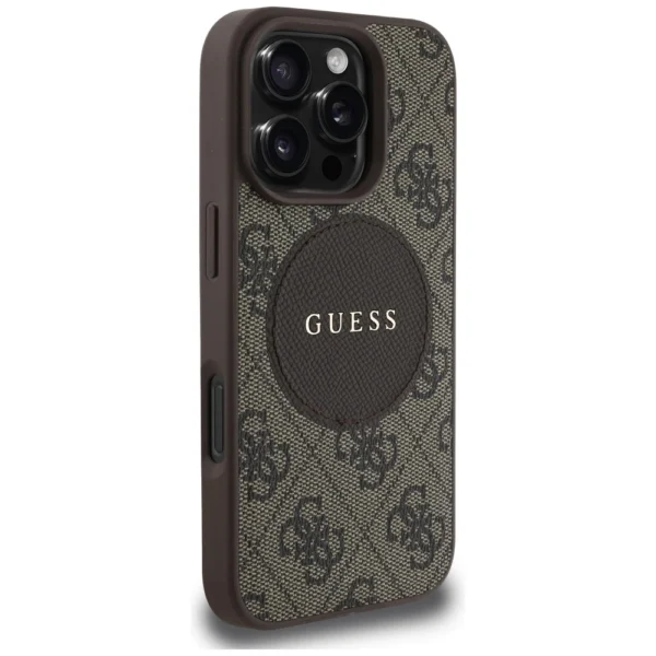 Guess 4G Circle Classic Logo MagSafe case for iPhone 16 Pro Max - browneng
