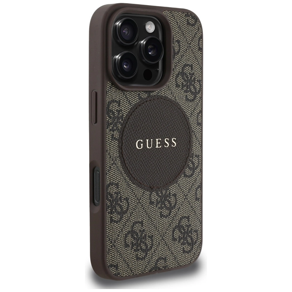 Guess 4G Circle Classic Logo MagSafe case for iPhone 16 Pro Max - browneng