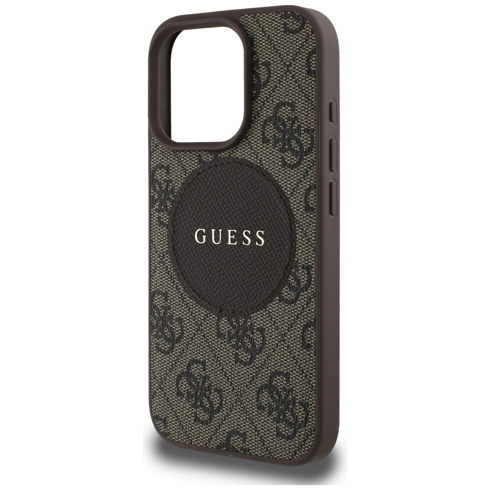 Guess 4G Circle Classic Logo MagSafe case for iPhone 16 Pro Max - browneng